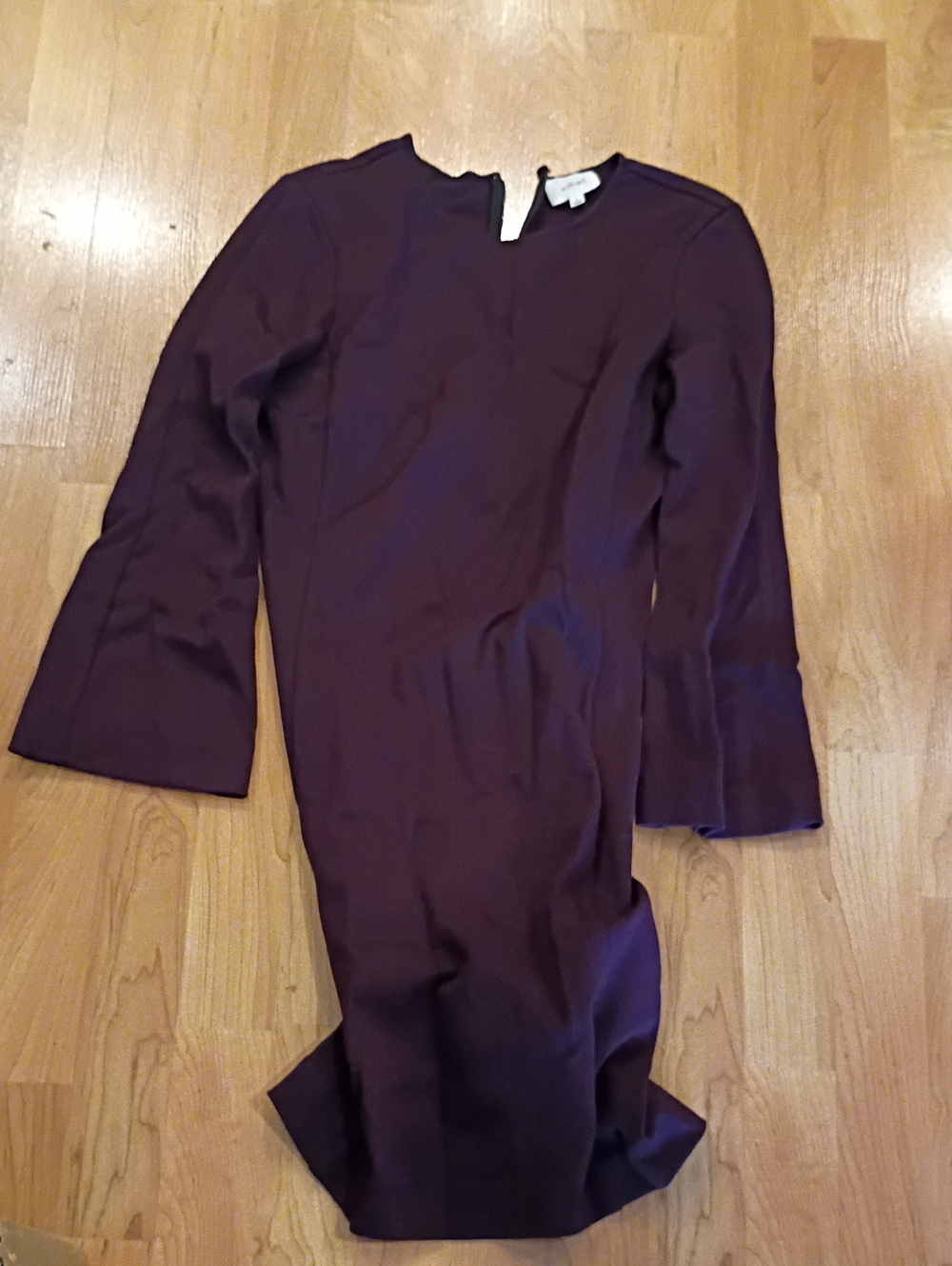 Classic Long-Sleeve Sheath Dress in Deep Plum
